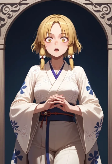 touhou,moriya_suwako,kimono,silk,wide-leg trousers  - AI generated anime art