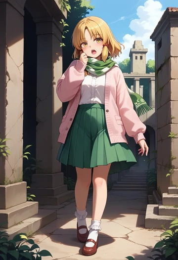 touhou,moriya_suwako,spring,student uniform,light cardigan  - AI generated anime art