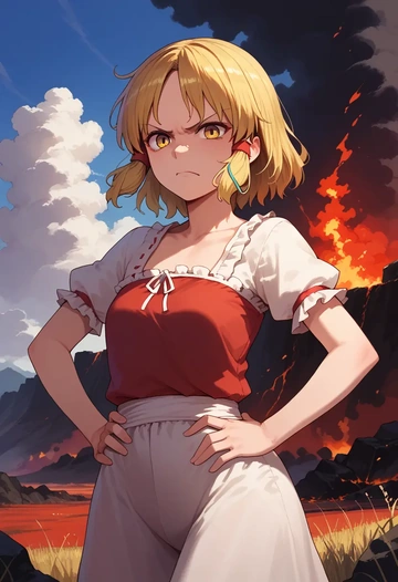 touhou,moriya_suwako,tube top,jogger shorts  - AI generated anime art