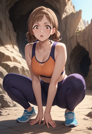 idolmaster,moroboshi_kirari,yoga shorts, bra  - AI generated anime art