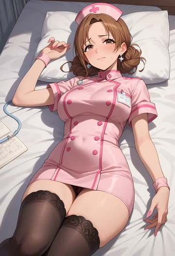 idolmaster,moroboshi_kirari,nurse pantyhose,mini skirt, sexy  - AI generated anime art