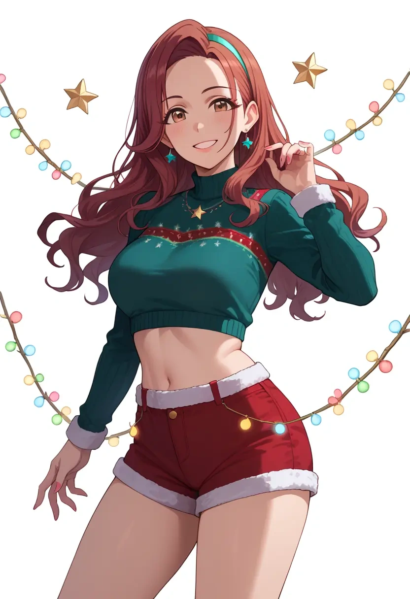 idolmaster,moroboshi_kirari,Christmas,red velvet shorts  - 