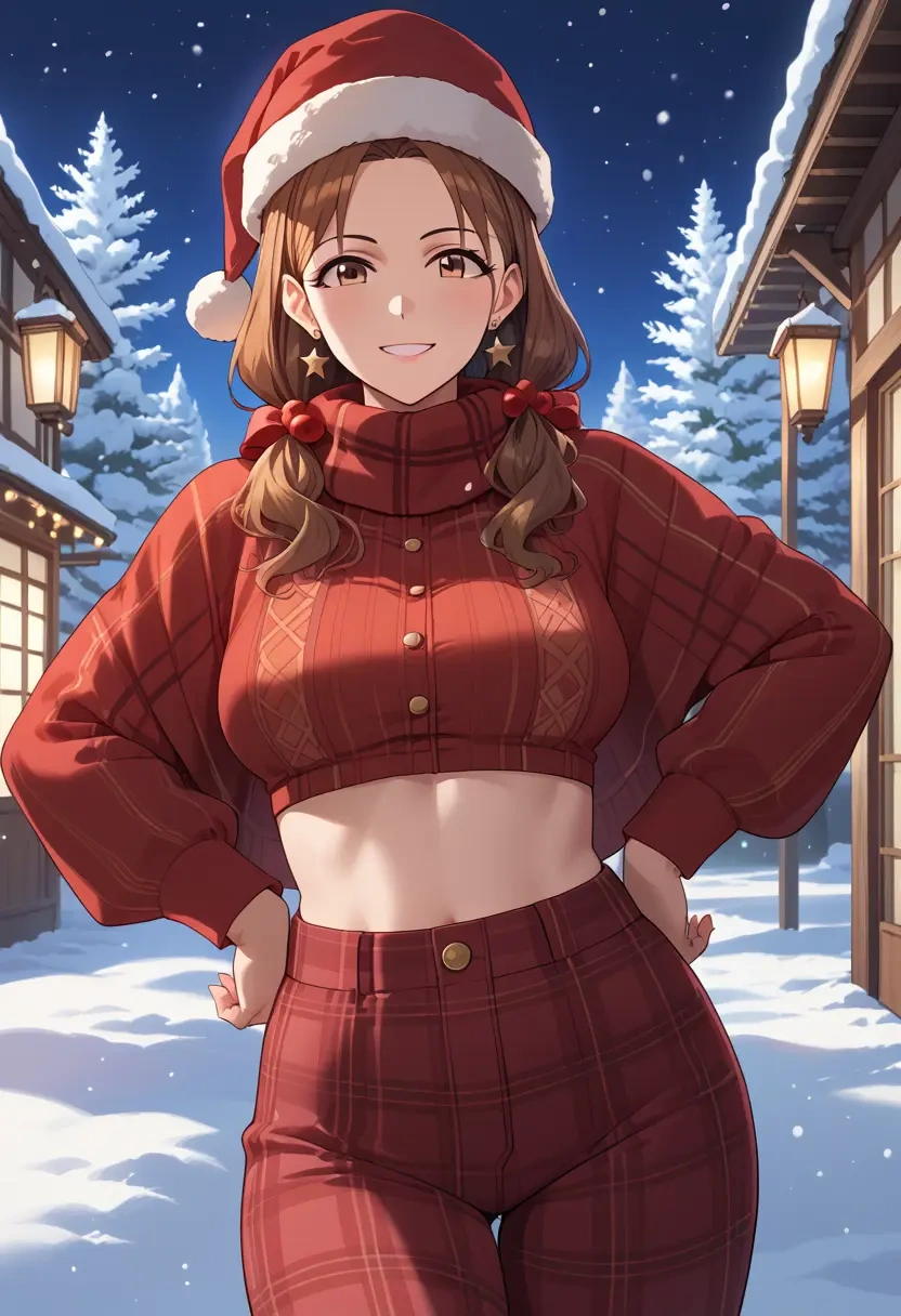 idolmaster,moroboshi_kirari,Christmas,plaid trousers  - 