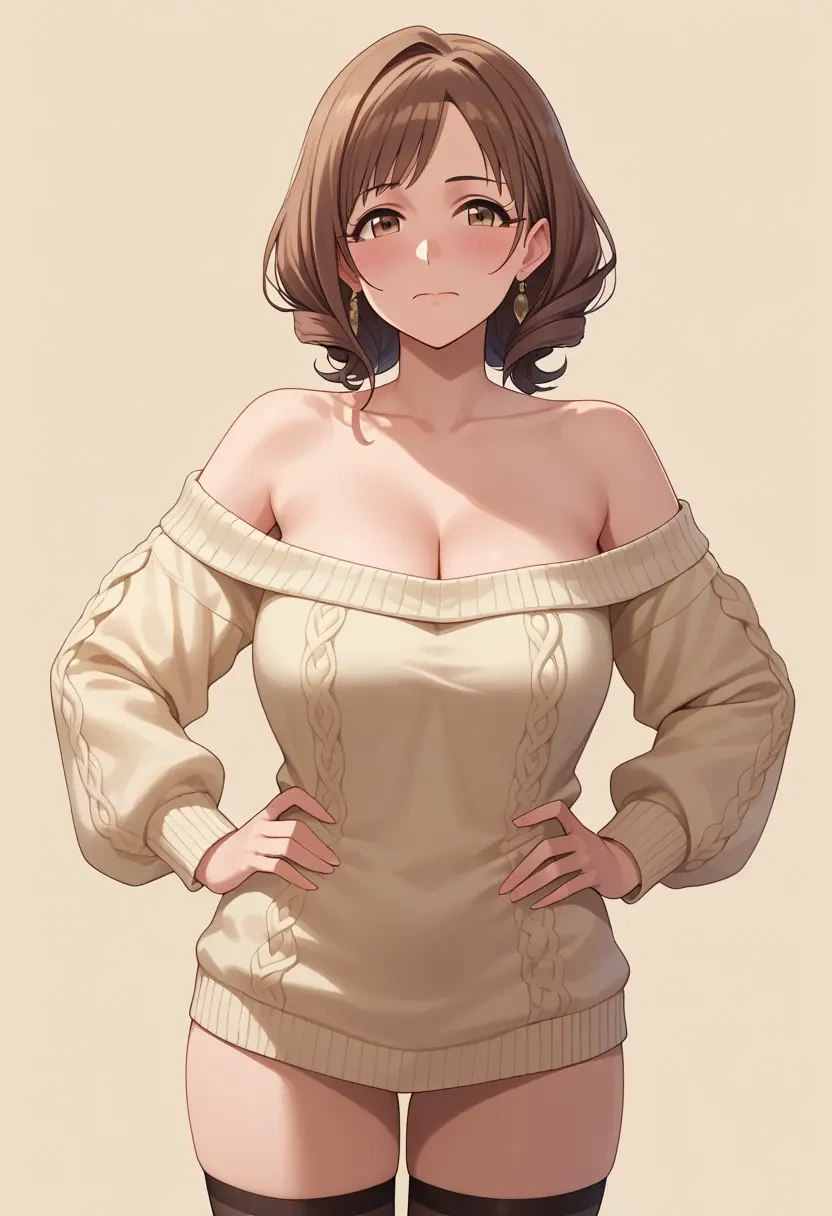 idolmaster,moroboshi_kirari,off-shoulder,sweater  - 