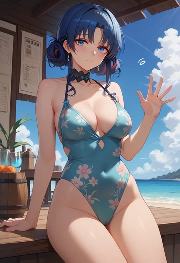 arknights,mostima_(arknights),swimsuit,floral print  - AI generated anime art