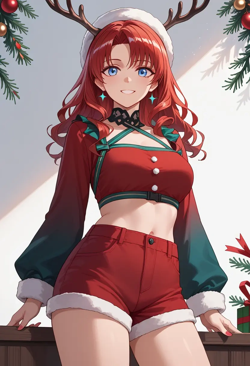 arknights,mostima_(arknights),Christmas,red velvet shorts  - 