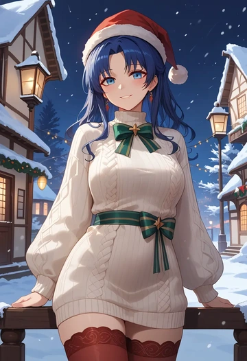 arknights,mostima_(arknights),Christmas,sweater dress,stockings  - AI generated anime art