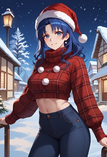 arknights,mostima_(arknights),Christmas,plaid trousers  - AI generated anime art