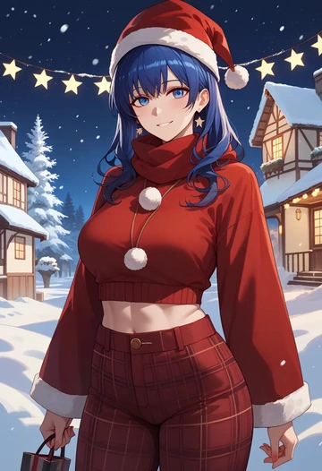 arknights,mostima_(arknights),Christmas,plaid trousers  - AI generated anime art