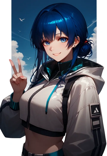 arknights,mostima_(arknights),crop hoodie,shorts  - AI generated anime art