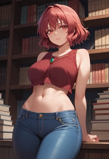 touhou,motoori_kosuzu,crop top  - AI generated anime art