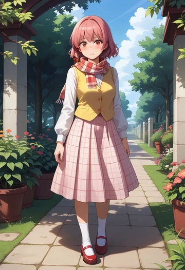 touhou,motoori_kosuzu,spring,student uniform,vest  - AI generated anime art