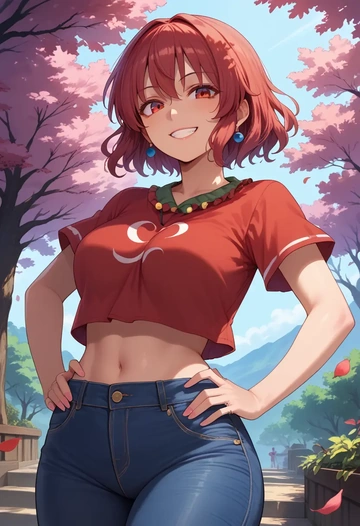 touhou,motoori_kosuzu,crop top  - AI generated anime art