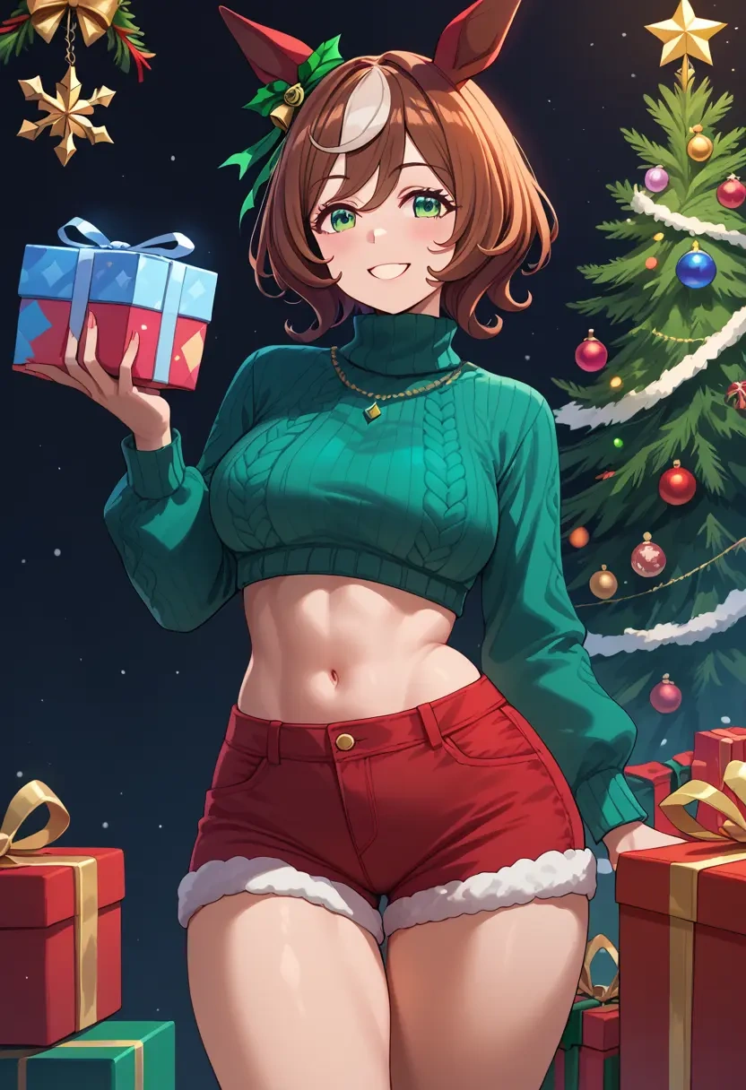 umamusume,mr._c.b._(umamusume),Christmas,red velvet shorts,turtleneck sweater  - 