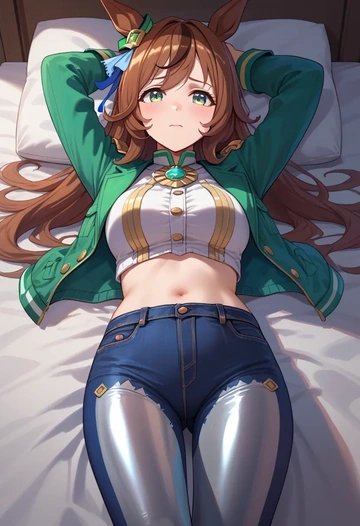 umamusume,mr._c.b._(umamusume),denim jacket,cropped,leather leggings  - AI generated anime art