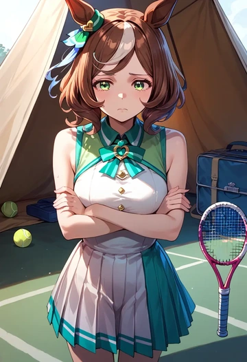 umamusume,mr._c.b._(umamusume),tennis dress,visor,trainers  - AI generated anime art