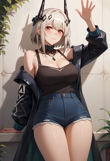 arknights,mudrock_(arknights),shorts,sexy  - AI generated anime art