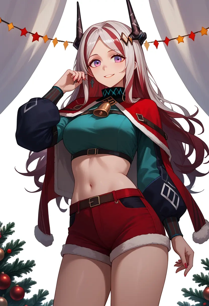 arknights,mudrock_(arknights),Christmas,red velvet shorts  - 