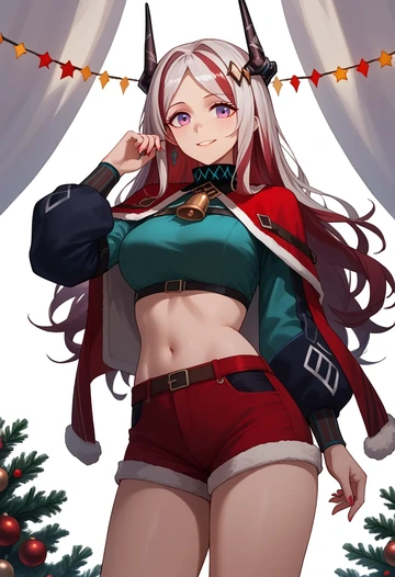 arknights,mudrock_(arknights),Christmas,red velvet shorts  - AI generated anime art