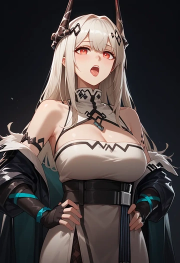 arknights,mudrock_(arknights),tube top,jogger shorts  - AI generated anime art