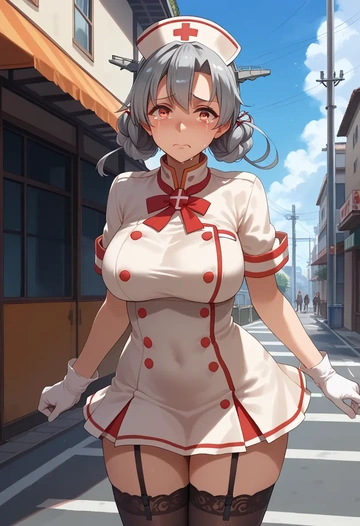 kantai_collection,murakumo_(kancolle),nurse pantyhose,mini skirt, sexy  - AI generated anime art