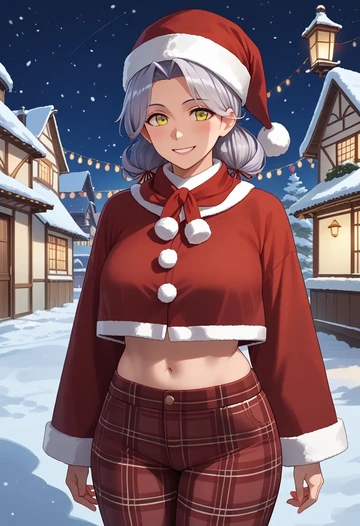 kantai_collection,murakumo_(kancolle),Christmas,plaid trousers  - AI generated anime art