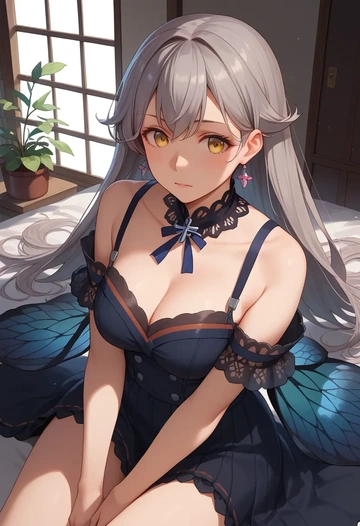 kantai_collection,murakumo_kai_ni_(kancolle),dark fairy blouse,layered tulle skirt,glitter stockings  - AI generated anime art