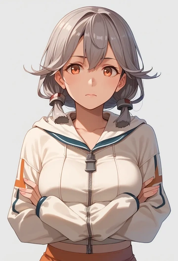 kantai_collection,murakumo_kai_ni_(kancolle),crop hoodie,shorts  - AI generated anime art