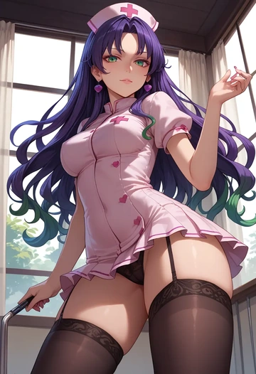 touhou,murasa_minamitsu,nurse pantyhose,mini skirt, sexy  - AI generated anime art