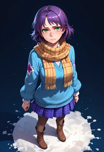 touhou,murasa_minamitsu,winter,student uniform,down jacket  - AI generated anime art