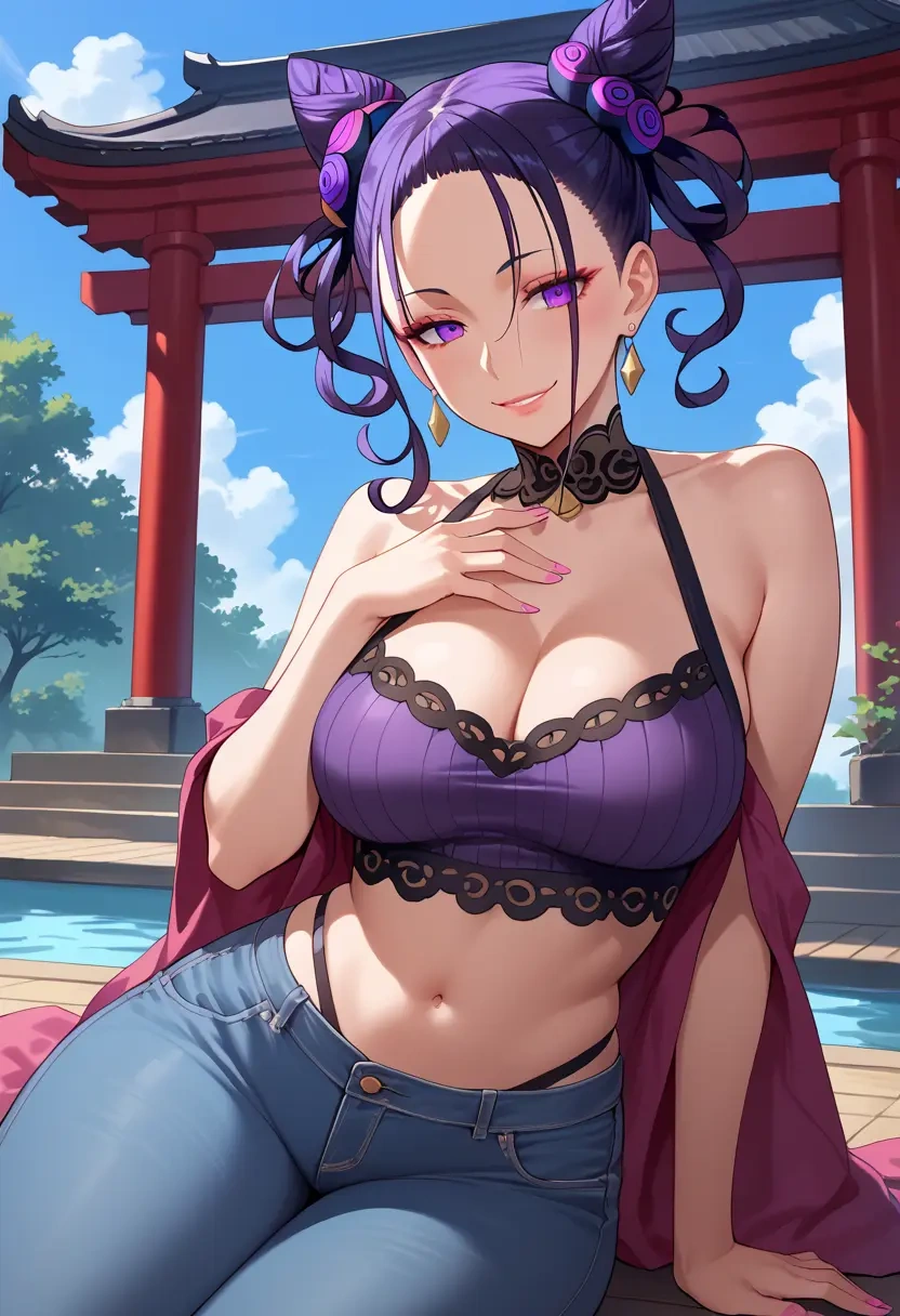 fate_(series),murasaki_shikibu_(fate),crop top  - 