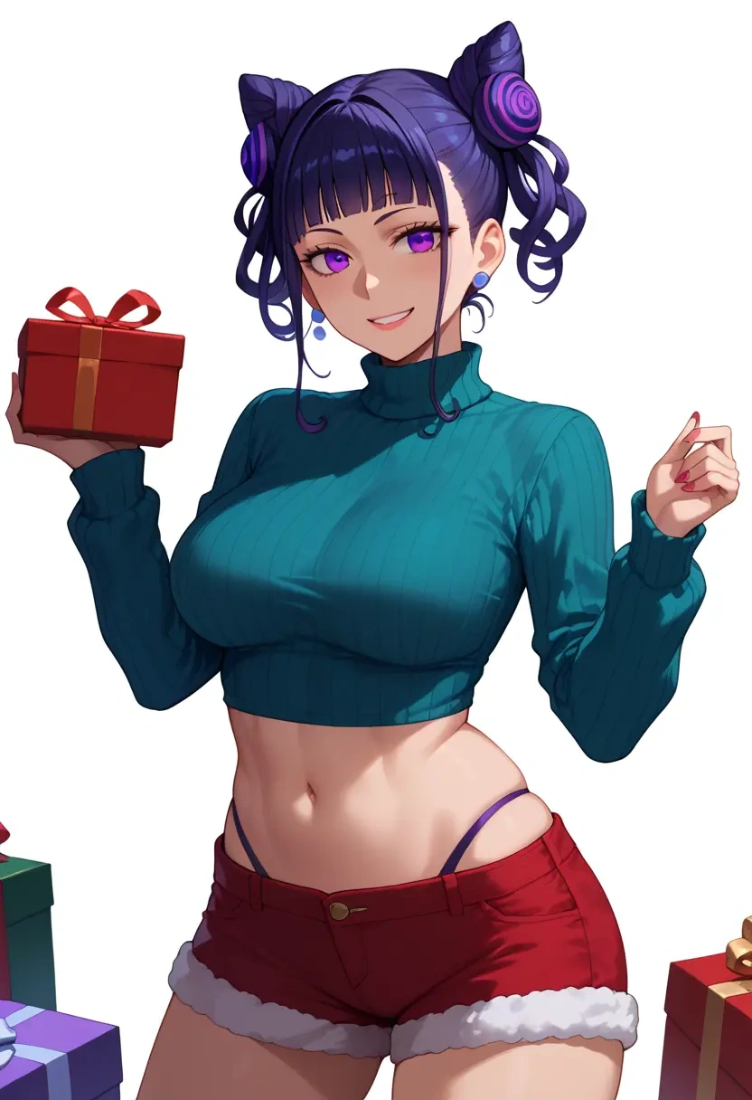 fate_(series),murasaki_shikibu_(fate),Christmas,red velvet shorts,turtleneck sweater  - 