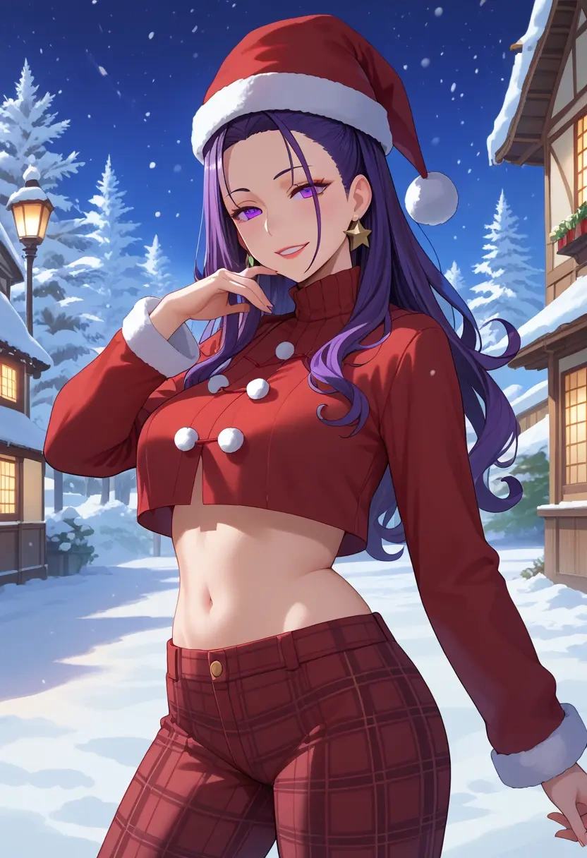 fate_(series),murasaki_shikibu_(fate),Christmas,plaid trousers  - 