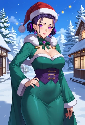 fate_(series),murasaki_shikibu_(fate),Christmas,dress  - AI generated anime art