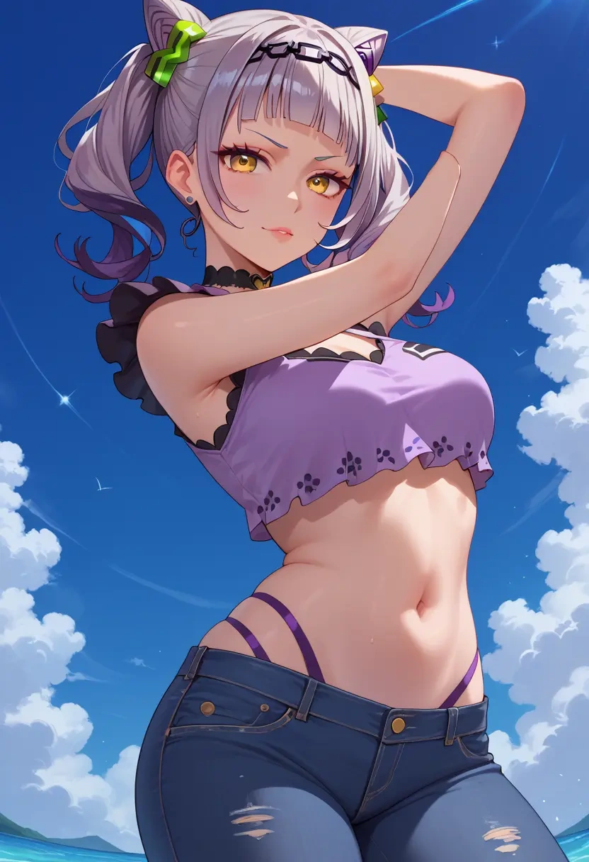 hololive,murasaki_shion_(1st_costume),crop top  - 