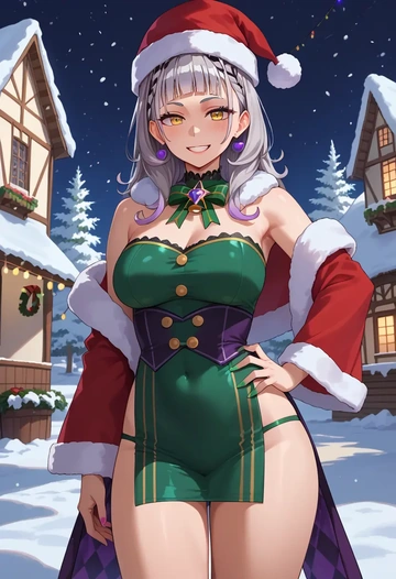 hololive,murasaki_shion_(1st_costume),Christmas,dress  - AI generated anime art