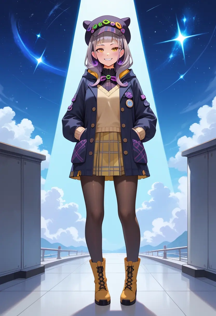 hololive,murasaki_shion_(1st_costume),winter,student uniform,hooded coat  - 