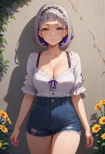 hololive,murasaki_shion,shorts,sexy  - AI generated anime art