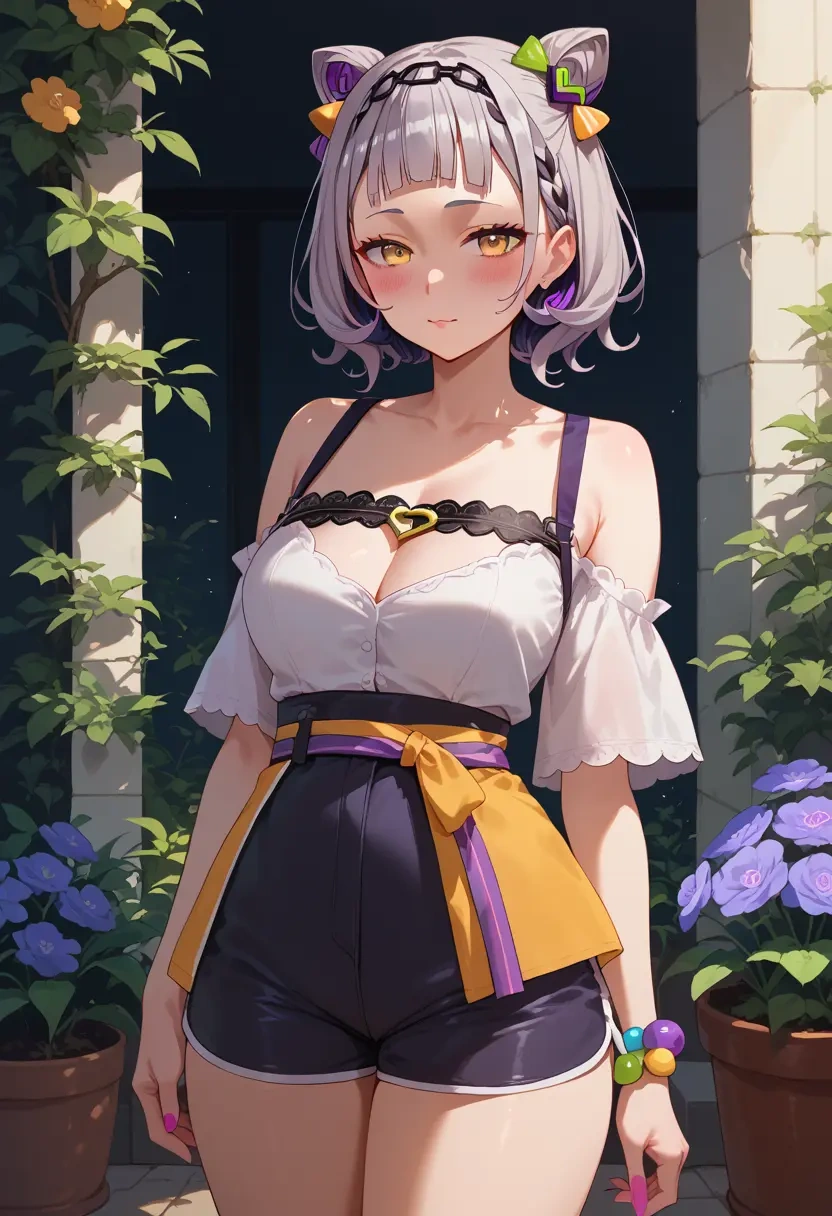 hololive,murasaki_shion,jogger shorts,oversized tank  - 