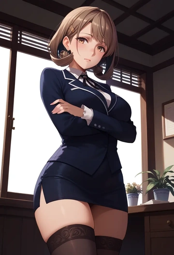 kantai_collection,murasame_(kancolle),secretary, stockings  - AI generated anime art