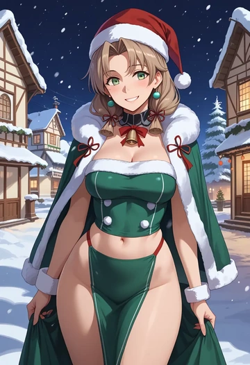 kantai_collection,murasame_(kancolle),Christmas,dress  - AI generated anime art