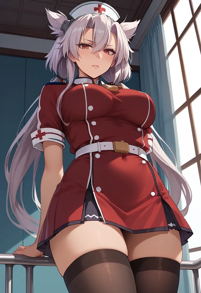 kantai_collection,musashi_(kancolle),nurse pantyhose,mini skirt, sexy  - 