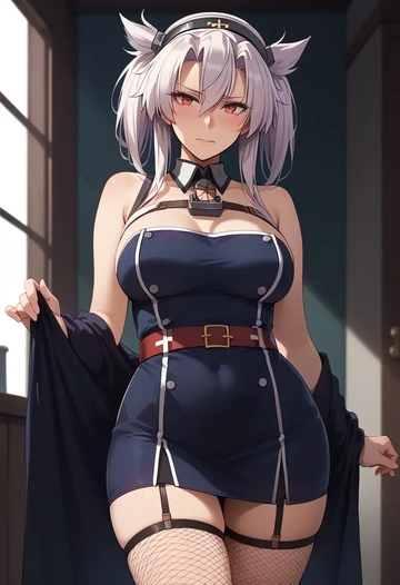 kantai_collection,musashi_(kancolle),secretary,stockings,sexy, panties  - AI generated anime art