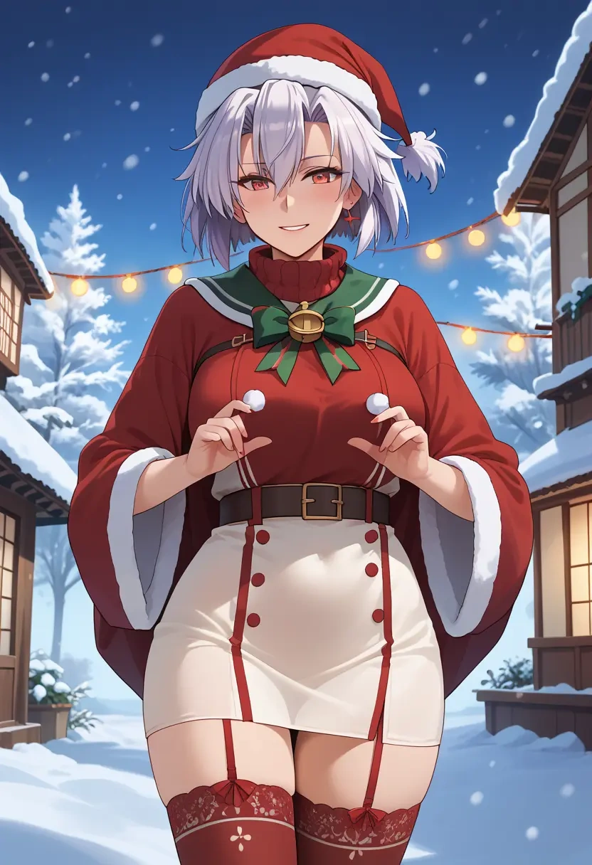 kantai_collection,musashi_(kancolle),Christmas,sweater dress,stockings  - 