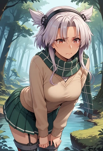 kantai_collection,musashi_(kancolle),winter,student uniform,fur-lined parka  - AI generated anime art