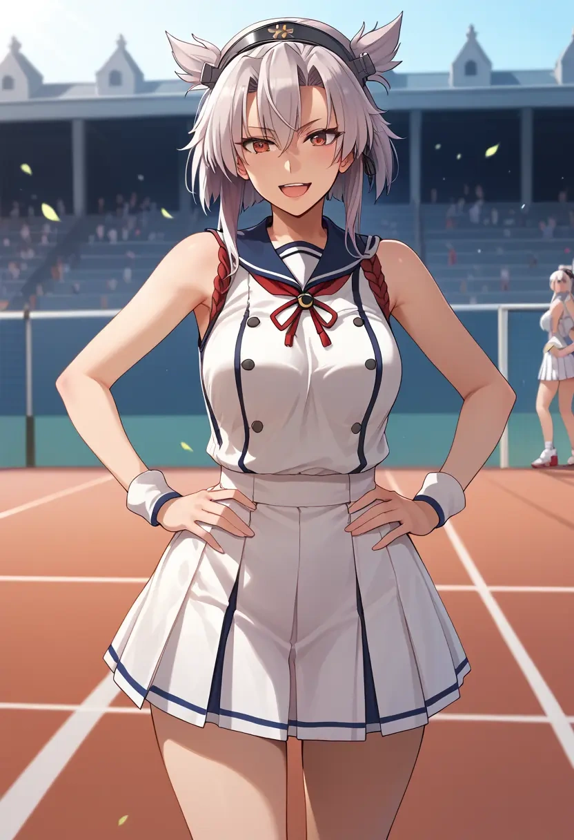 kantai_collection,musashi_kai_ni_(kancolle),tennis skirt  - 