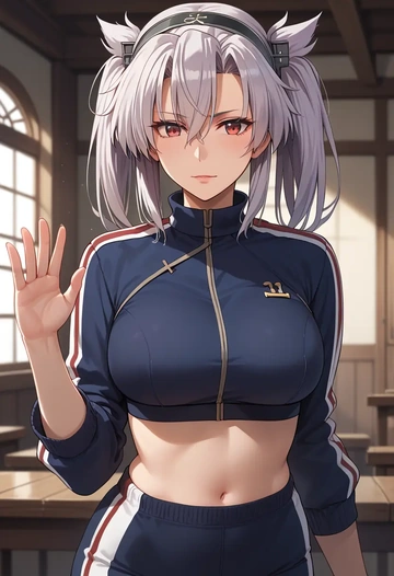 kantai_collection,musashi_kai_ni_(kancolle),athletic,track suit  - AI generated anime art