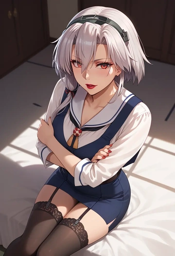 kantai_collection,musashi_kai_ni_(kancolle),secretary,stockings  - AI generated anime art