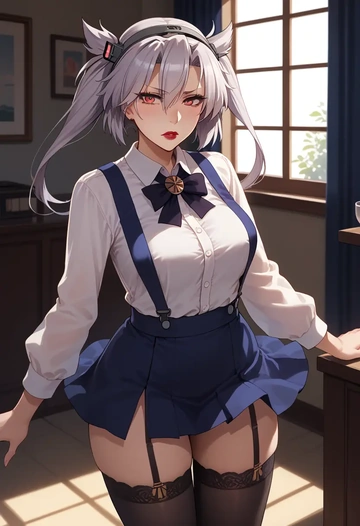 kantai_collection,musashi_kai_ni_(kancolle),secretary,stockings  - AI generated anime art