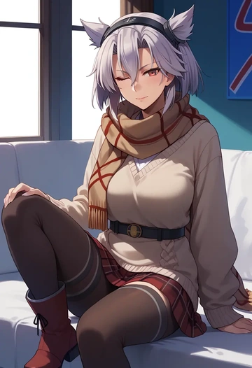 kantai_collection,musashi_kai_ni_(kancolle),winter,student uniform,fur-lined parka  - AI generated anime art